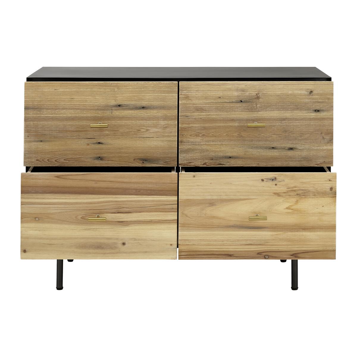 Komoda GIORGIA - čierna/zlatá, Modern, kov/drevo (90/66/40cm) - Bessagi Home