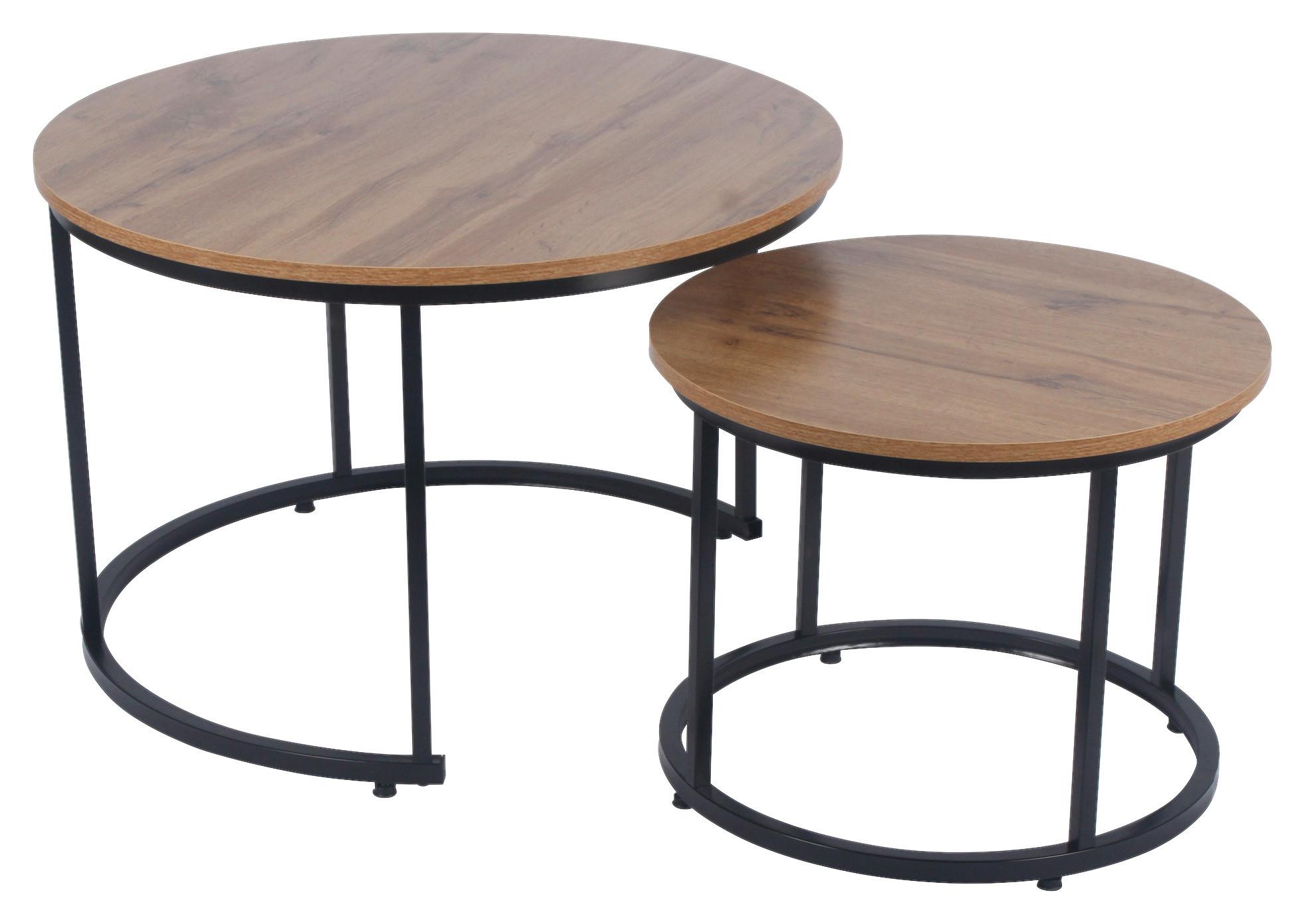 Couchtisch Couple - Schwarz/Naturfarben, MODERN, Holzwerkstoff/Metall (70/70/47cm)