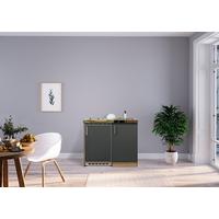 Miniküche mit Kühlschrank + Kochfeld 100 cm Grau/Eiche - Edelstahlfarben/Eichefarben, MODERN, Holzwerkstoff/Metall (100cm) - Respekta