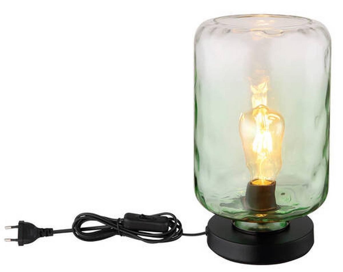 Tischleuchte 16046tg - Klar/Schwarz, KONVENTIONELL, Glas/Metall (19/32,5cm) - Globo