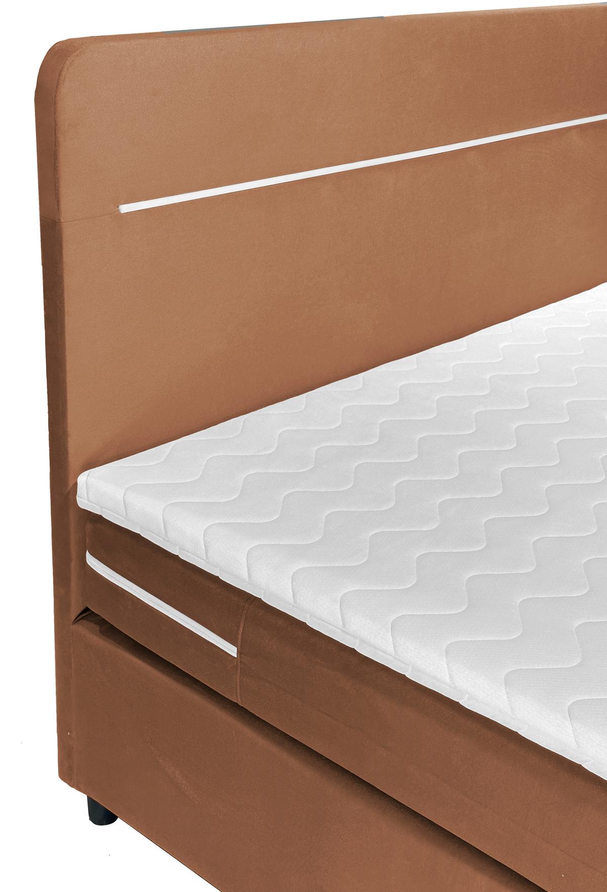 Boxbett mit Topper 160x200 cm Stream Beige - Beige/Schwarz, Basics, Holz/Textil (160/200cm) - Livetastic