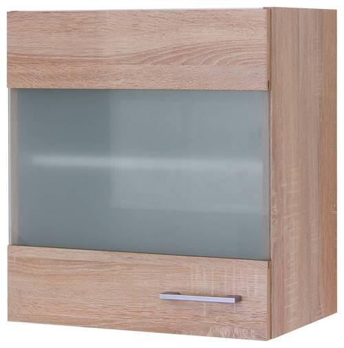Küchenoberschrank Samoa 50cm Eiche Dekor 1 Drehtür mit Glas - Weiß/Sonoma Eiche, KONVENTIONELL, Holzwerkstoff (50/54,8/32cm)