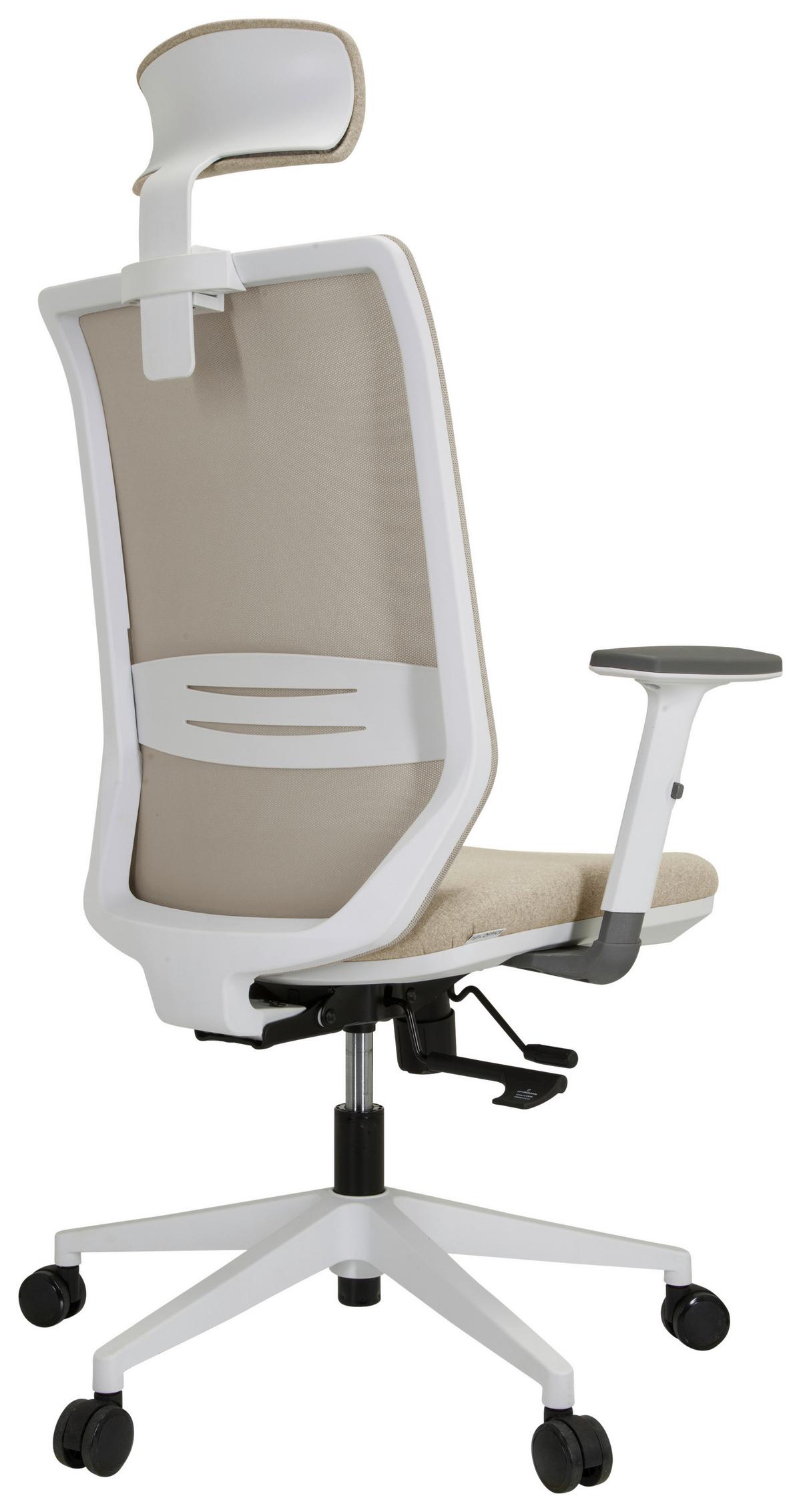 Bürostuhl Profondp Pro Weiß/Beige Bis 120 Kg - Beige/Weiß, Basics, Kunststoff/Textil (70/117/62cm) - MID.YOU
