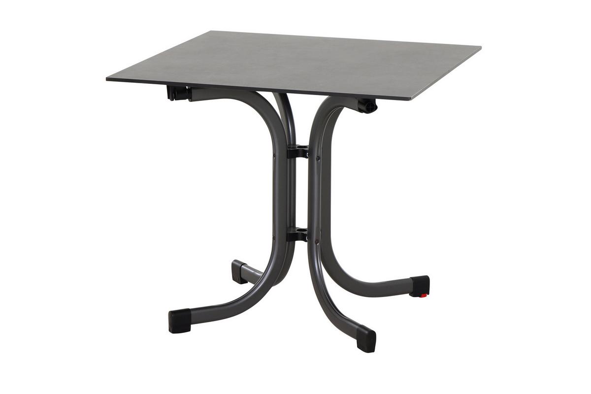 Gartentisch Klappbar Metall/ Kunststoff/Holz L 80 cm - Anthrazit, KONVENTIONELL, Holzwerkstoff/Kunststoff (80/80/71cm) - Siena Garden