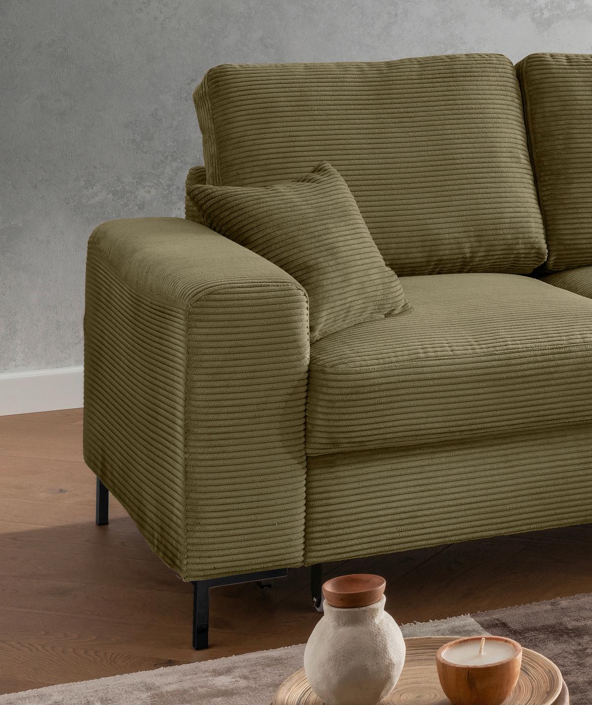 Eckschlafsofa Zona, Olivgrün S: 237x143 Cm - Schwarz/Olivgrün, KONVENTIONELL, Textil (237/143cm) - Livetastic