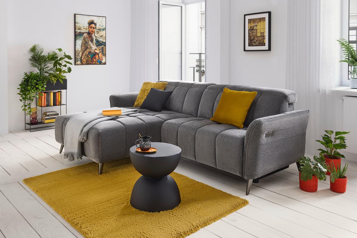 Rohová sedačka PISA, levá, elektrická relax.funkce - barvy pinie/antracitová, Moderní, kov/dřevo (173/248cm) - Mömax