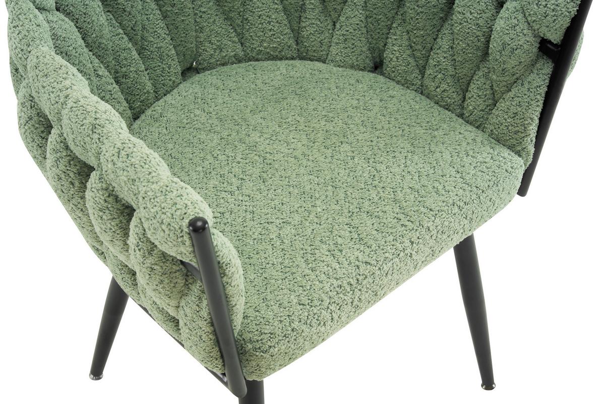 Židle s područkami zelená ženilka - černá/světle zelená, Moderní, kov/dřevo (64/78/55cm) - Premium Living