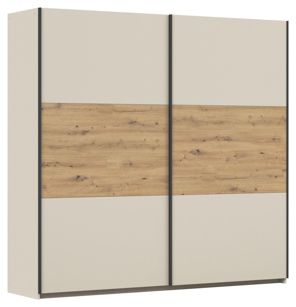 Schwebetürenschrank Neo Champagner Eiche Artisan Dekor - Champagner/Eiche Artisan, MODERN, Holzwerkstoff (218/210/59cm) - Rauch Möbel