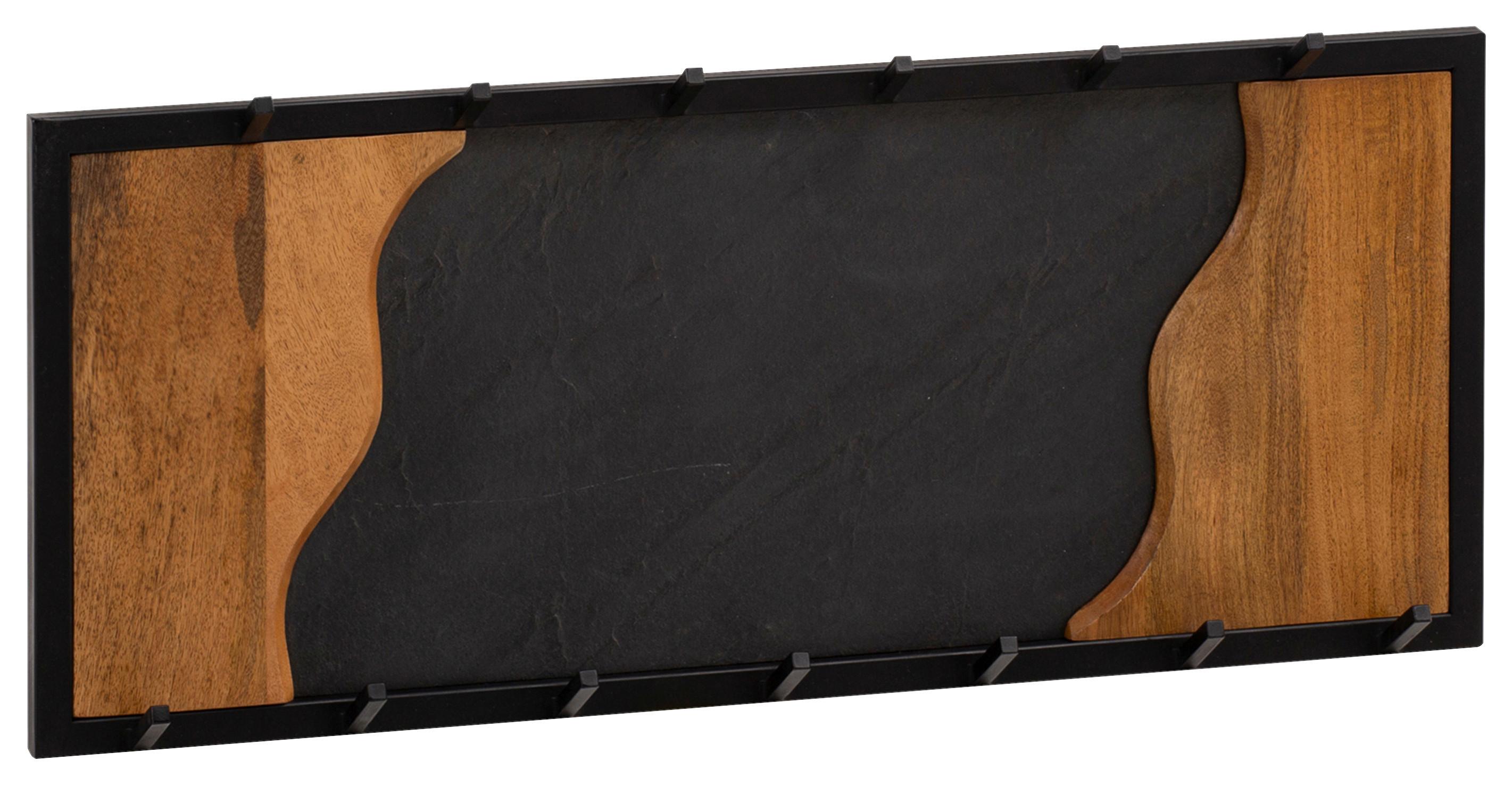 Wandgarderobe Mangoholz Braun/Schwarz B: 80 cm - Schwarz/Braun, LIFESTYLE, Holz/Kunststoff (80/36/6cm) - MID.YOU