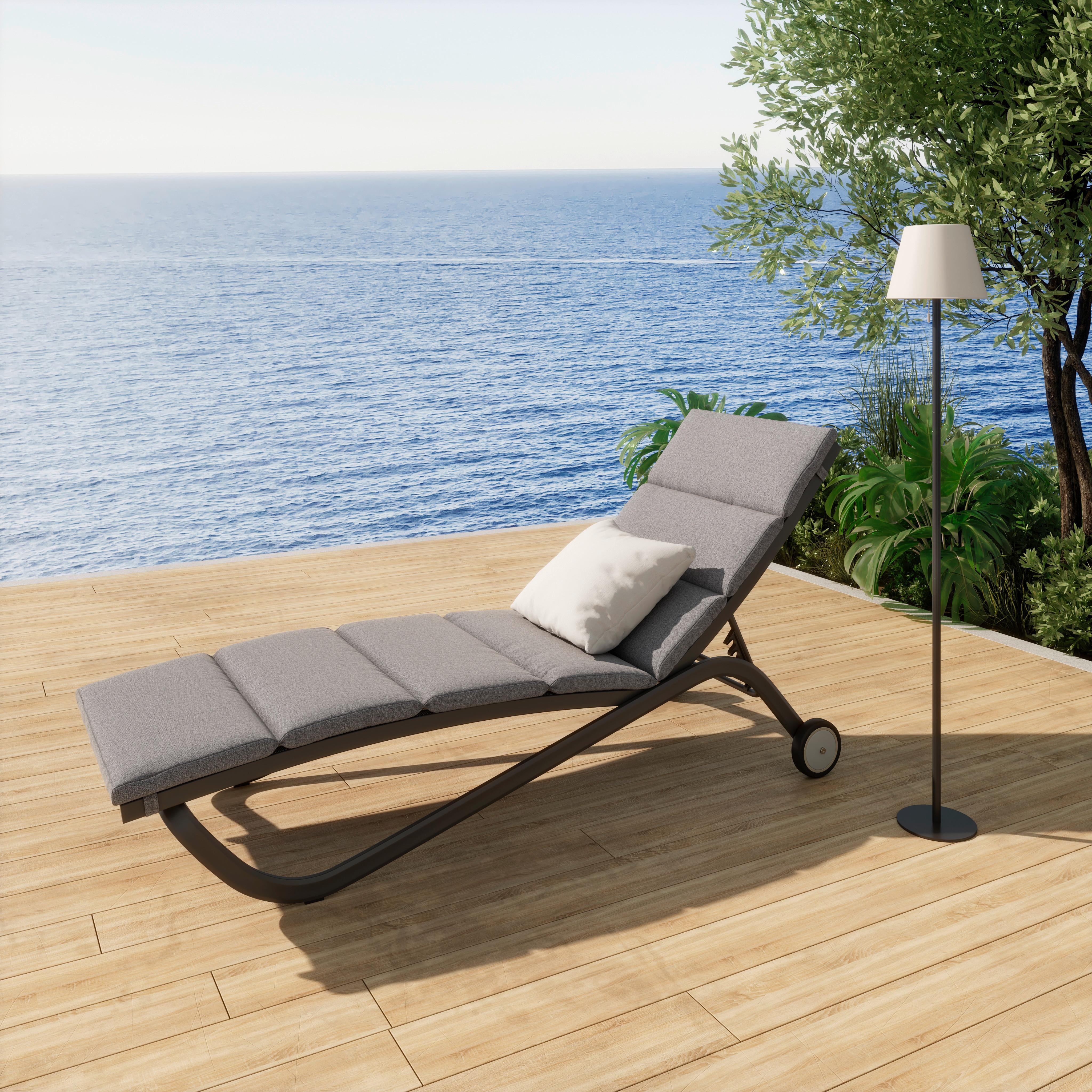 ZÁHRADNÉ LEŽADLO OTTI - sivá/antracitová, Basics, kov/textil (211/44/75cm) - Mömax