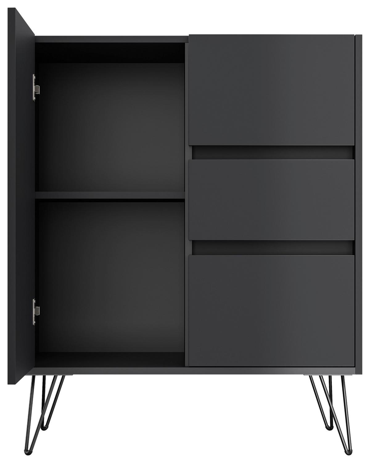 Sideboard Posseik Industrial Graphitfarben B: 76 cm - Schwarz/Graphitfarben, Design, Holzwerkstoff (76/93,6/42cm) - P & B