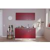 Miniküche Economy Mit Geräten 150 Cm Rot/ Nussbaum Dekor - Rot/Nussbaumfarben, Basics, Holzwerkstoff (150cm) - Respekta