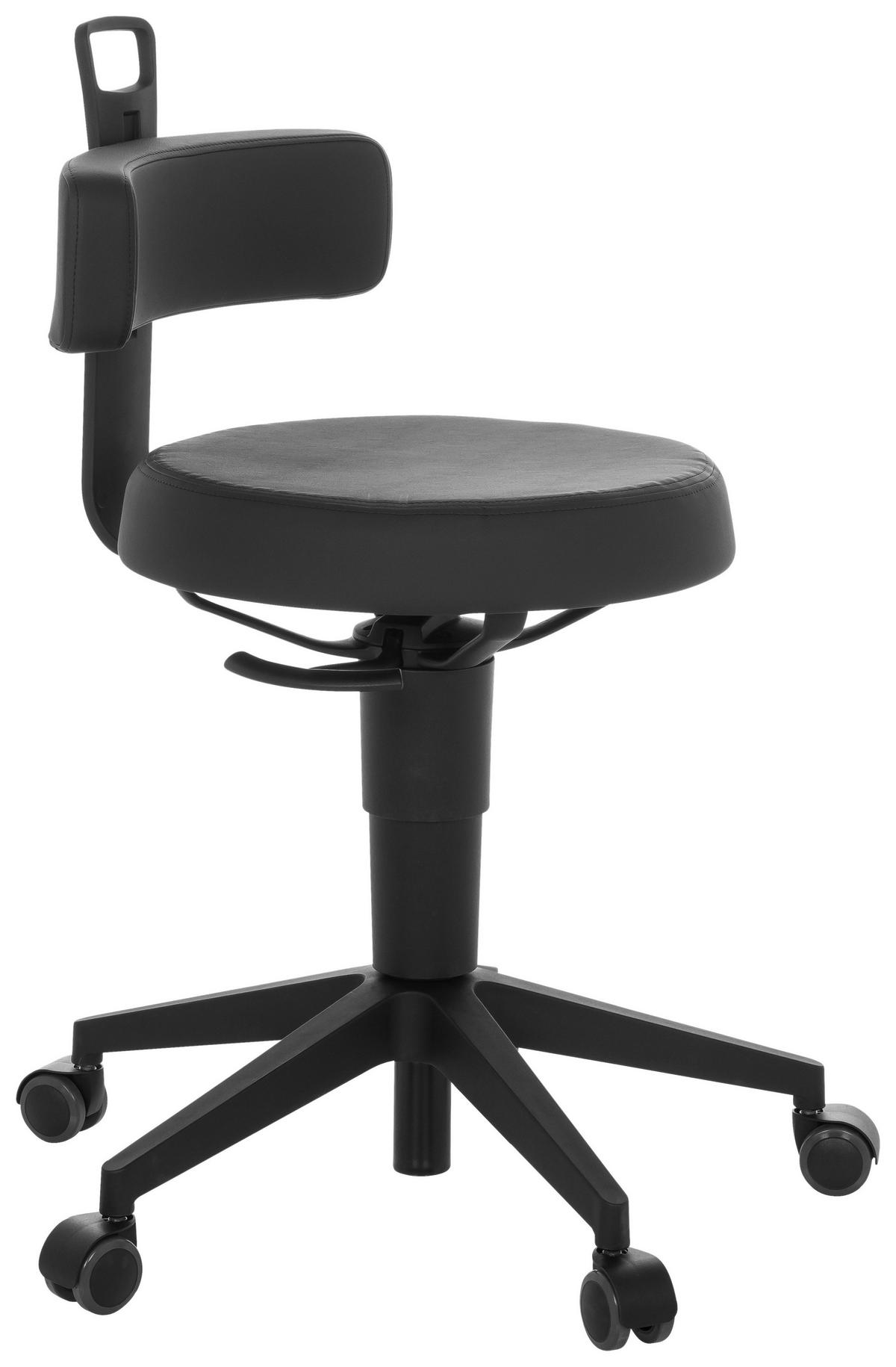 Bürohocker Top Work Flex Pu - Schwarz, Basics, Leder/Kunststoff (40/74-86/46cm) - MID.YOU