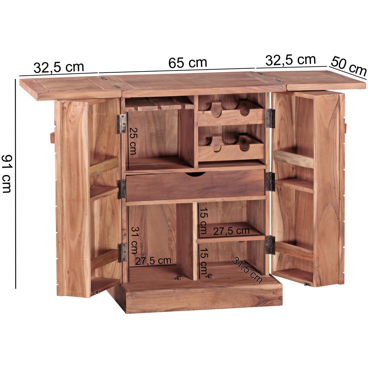 Barschrank Wl1.736 - Akaziefarben, Design, Holz (65/91/50cm) - MID.YOU