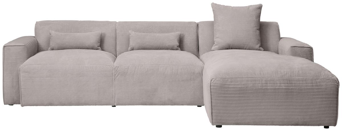 Ecksofa mit Zierkissen Pearl Taupe 303x196 cm - Taupe/Schwarz, Design, Textil (303/196cm) - Livetastic