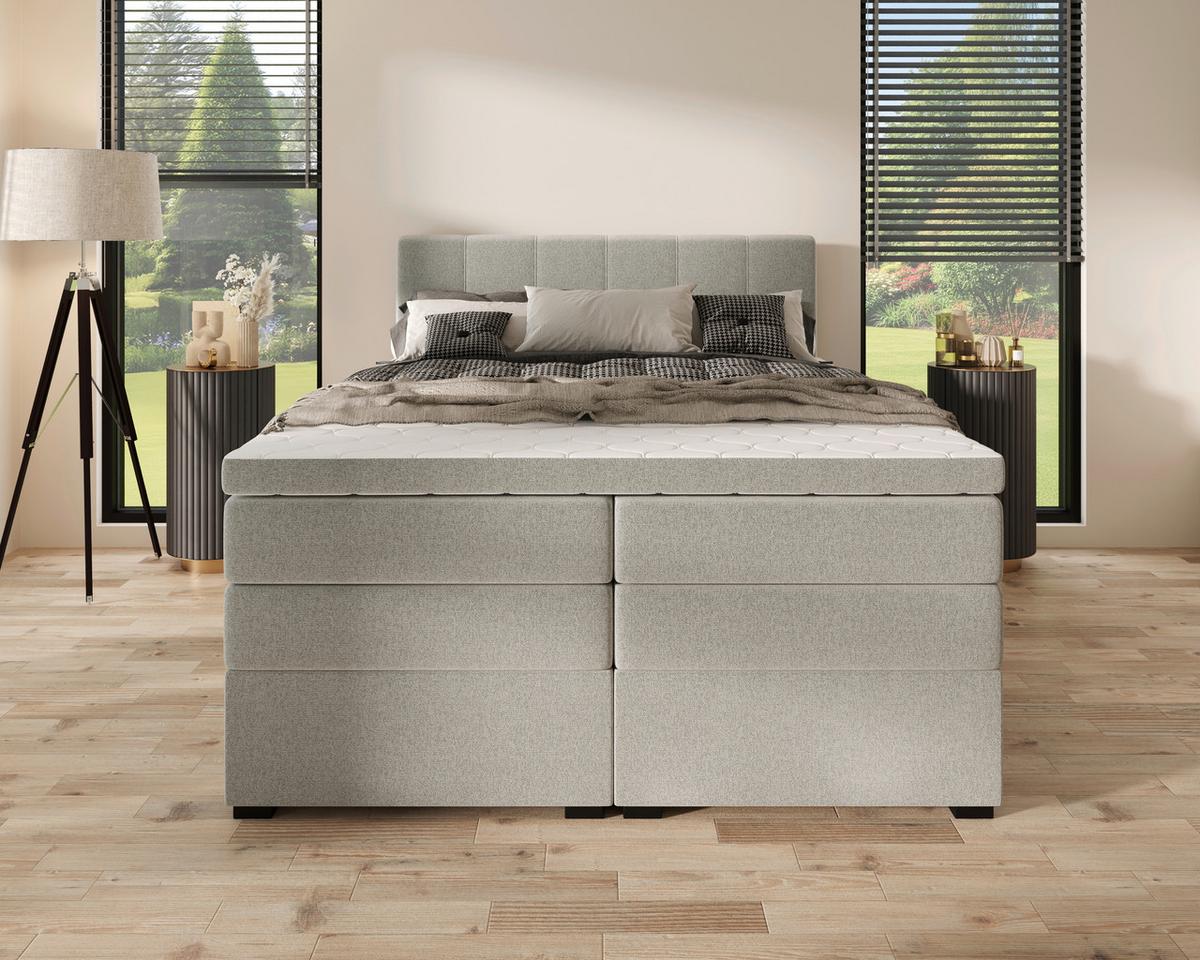 Polsterbett Lauro Hellgrau, Lf: 180x200 Cm - Hellgrau/Schwarz, Trend, Textil (180/200cm)