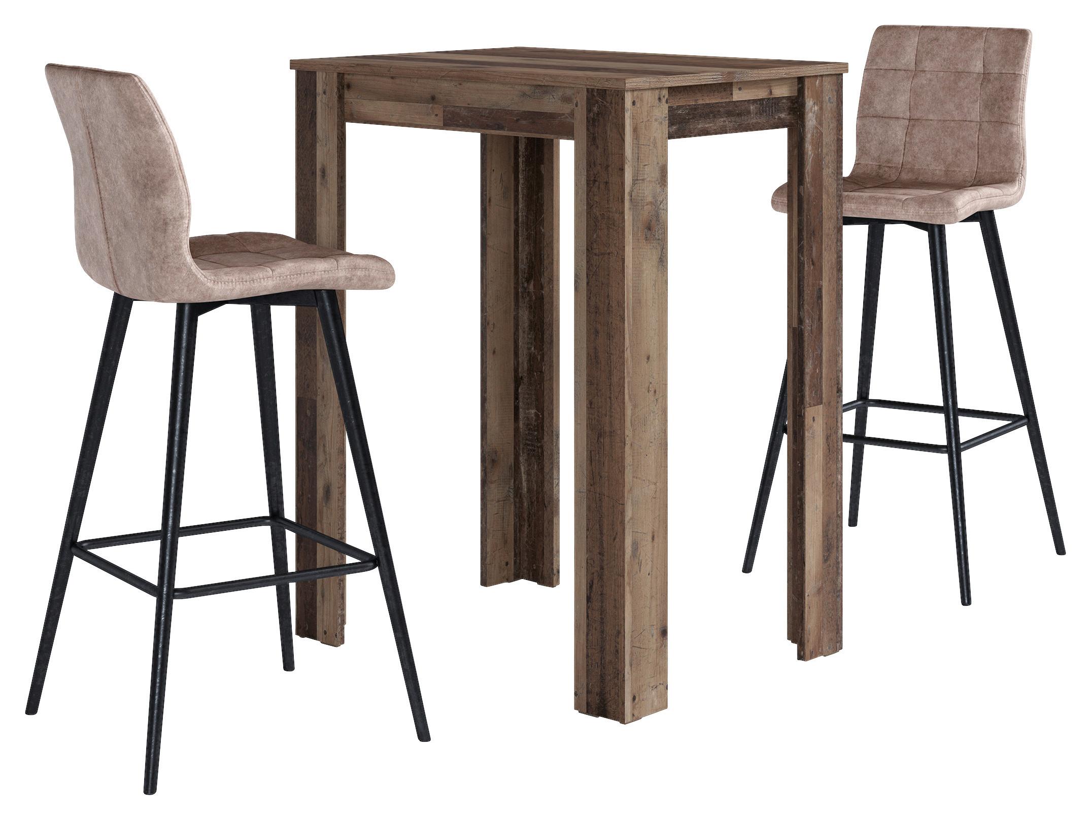Tischgruppe Tg Nele-Simone - Alteiche/Schwarz, MODERN, Holzwerkstoff/Textil (80/104/60cm) - MID.YOU