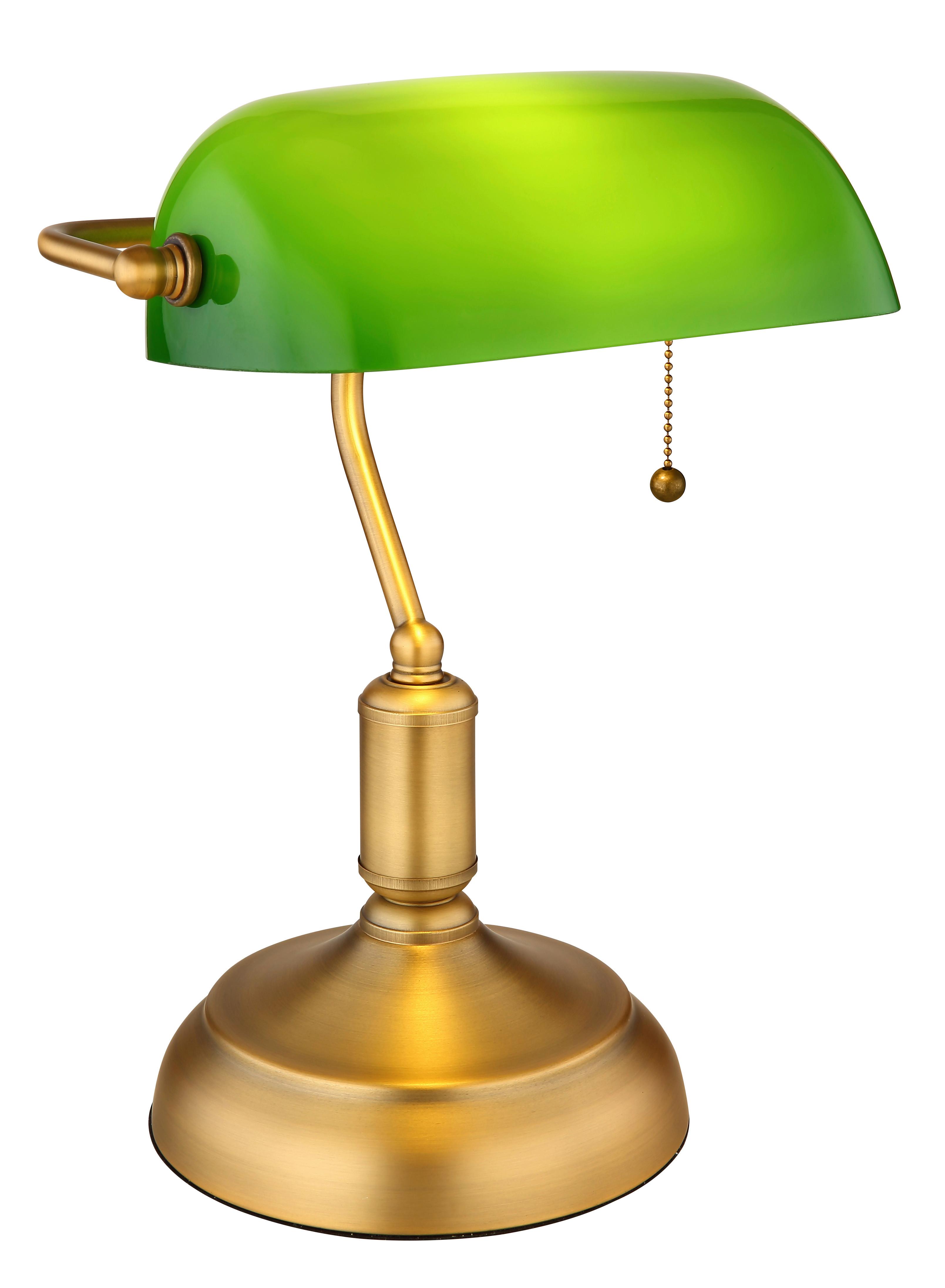 Tischleuchte 2491a - Messingfarben/Weiß, KONVENTIONELL, Glas/Metall (26,5/18/36cm) - Globo