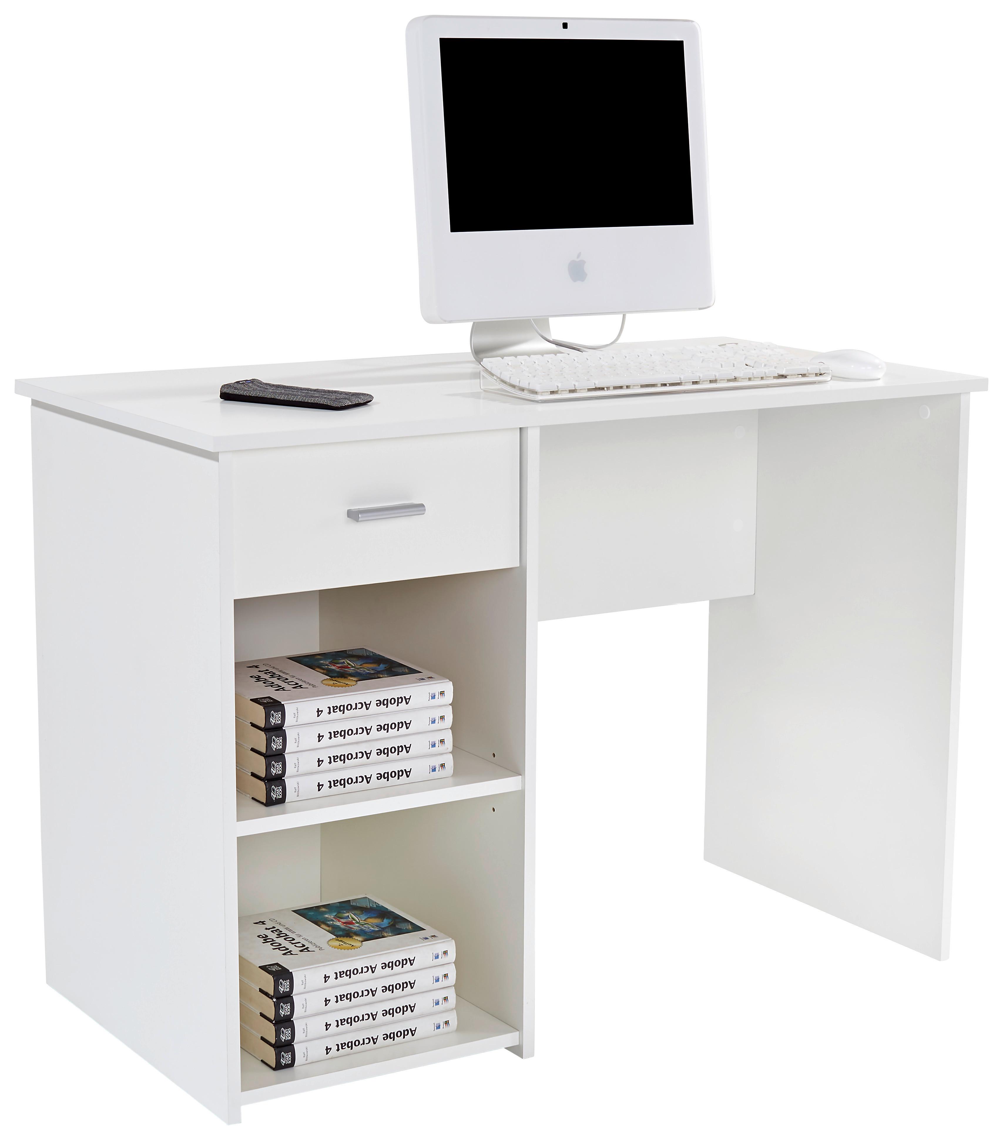 Schreibtisch mit Stauraum B 110cm H 75cm Kubek 2, Weiß - Weiß, MODERN, Holzwerkstoff (110/75/50cm)