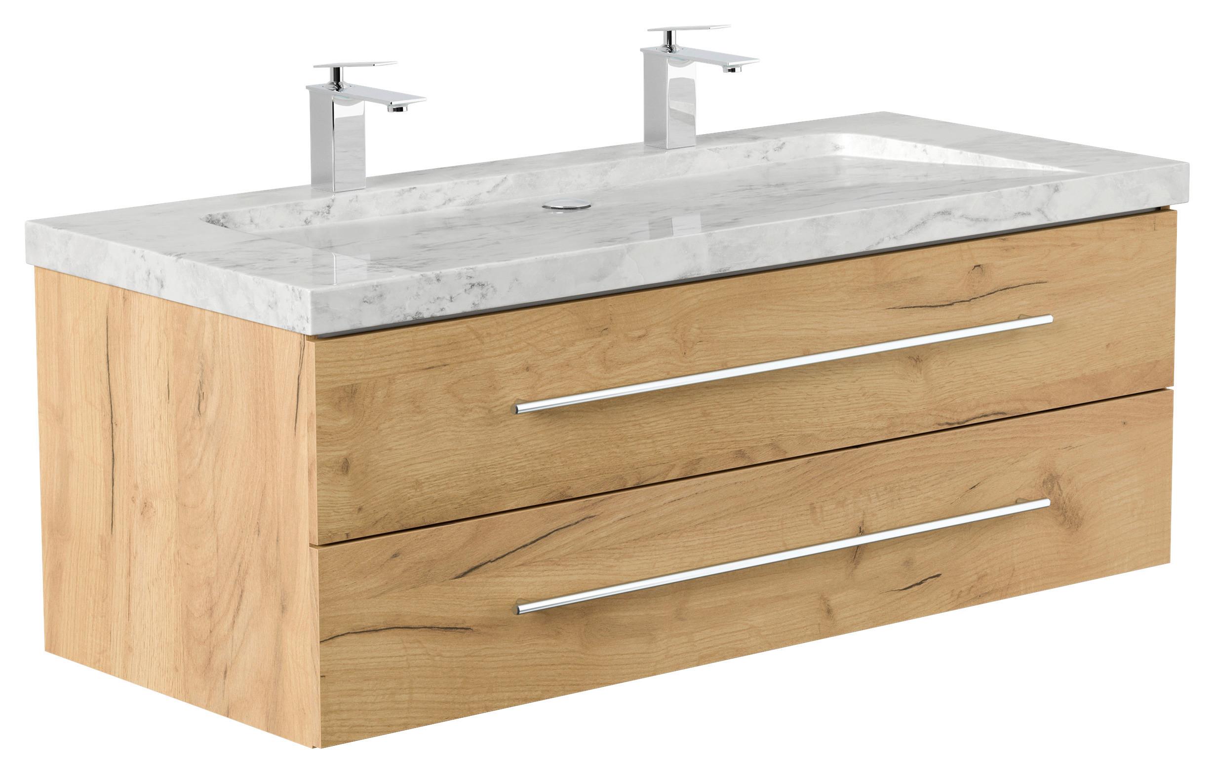 WASCHTISCHKOMBI Yamo, Eichefarben B: 130cm - Eichefarben, Basics, Holzwerkstoff/Stein (130cm) - MID.YOU