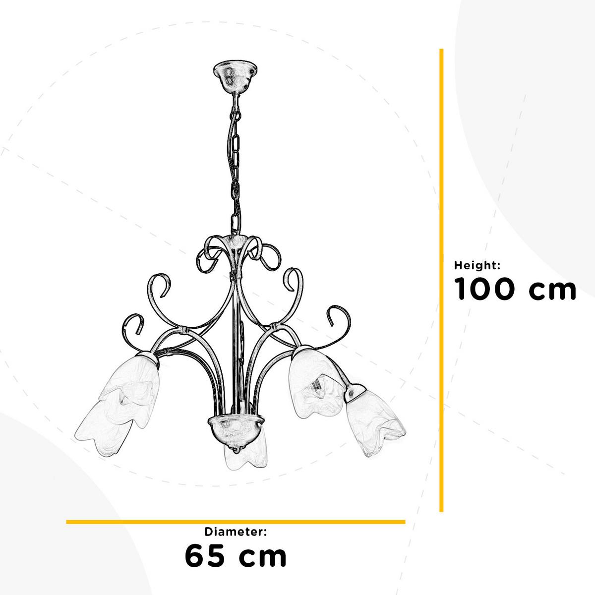 Kronleuchter Odino Braun L: 65 cm - Braun, KONVENTIONELL, Metall (65/65/100cm)
