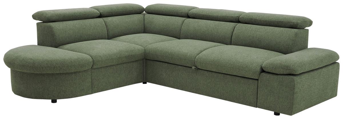 Ecksofa Firenze - Schwarz/Olivgrün, Basics, Textil (219/265cm) - MID.YOU