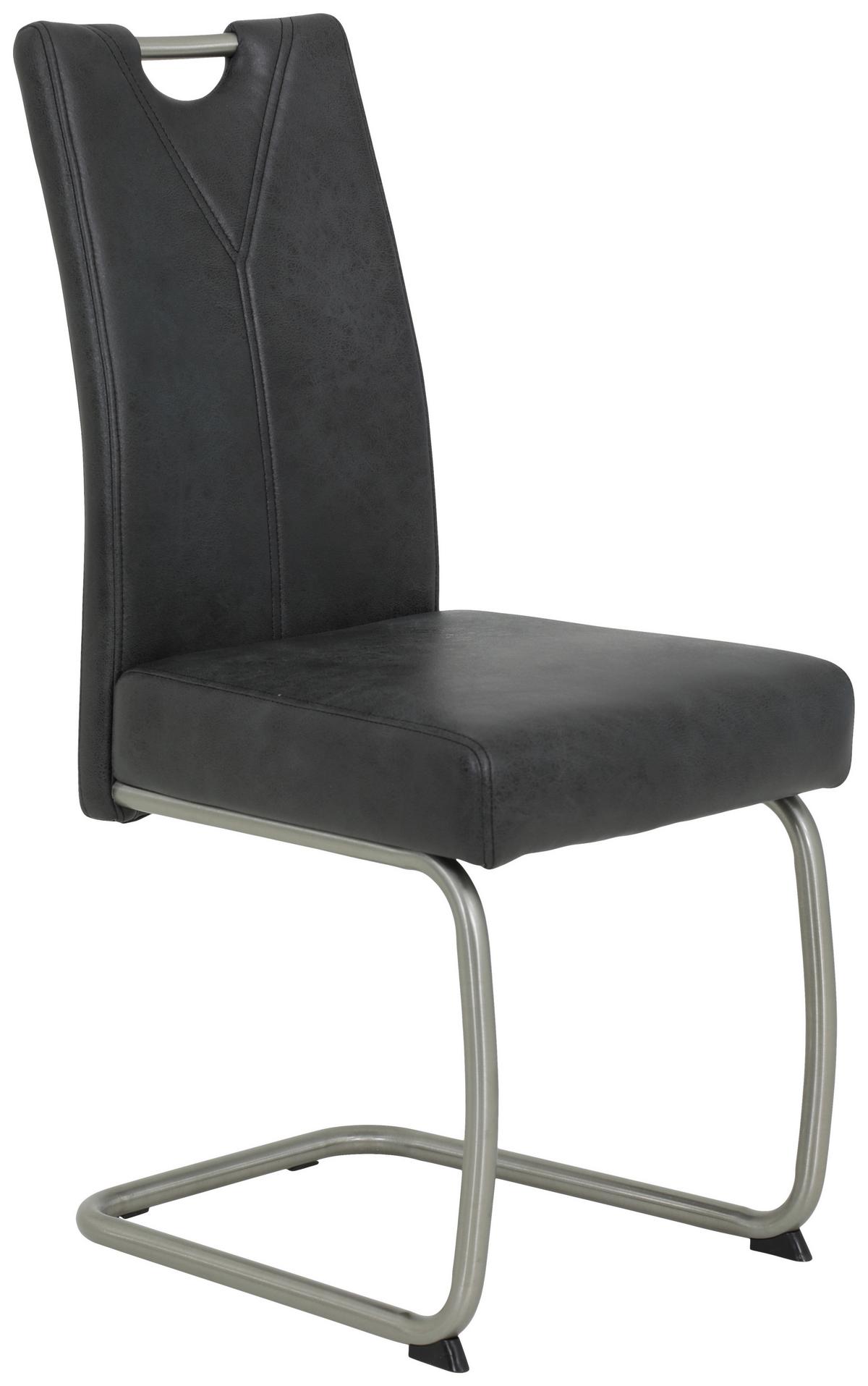 Schwingstuhl Sophia Anthrazit Gepolstert 2er-Set - Edelstahlfarben/Anthrazit, MODERN, Textil/Metall (43/99/58cm) - MID.YOU