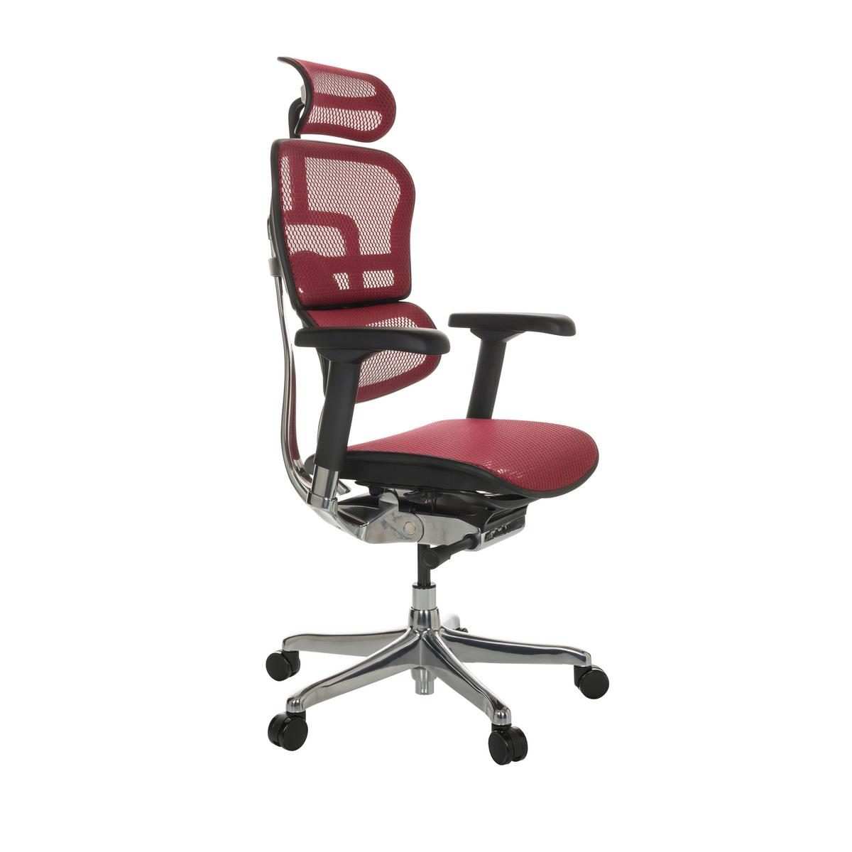 Drehstuhl Ergohuman I - Rot/Silberfarben, Basics, Kunststoff/Textil (69/119-144/65cm) - MID.YOU