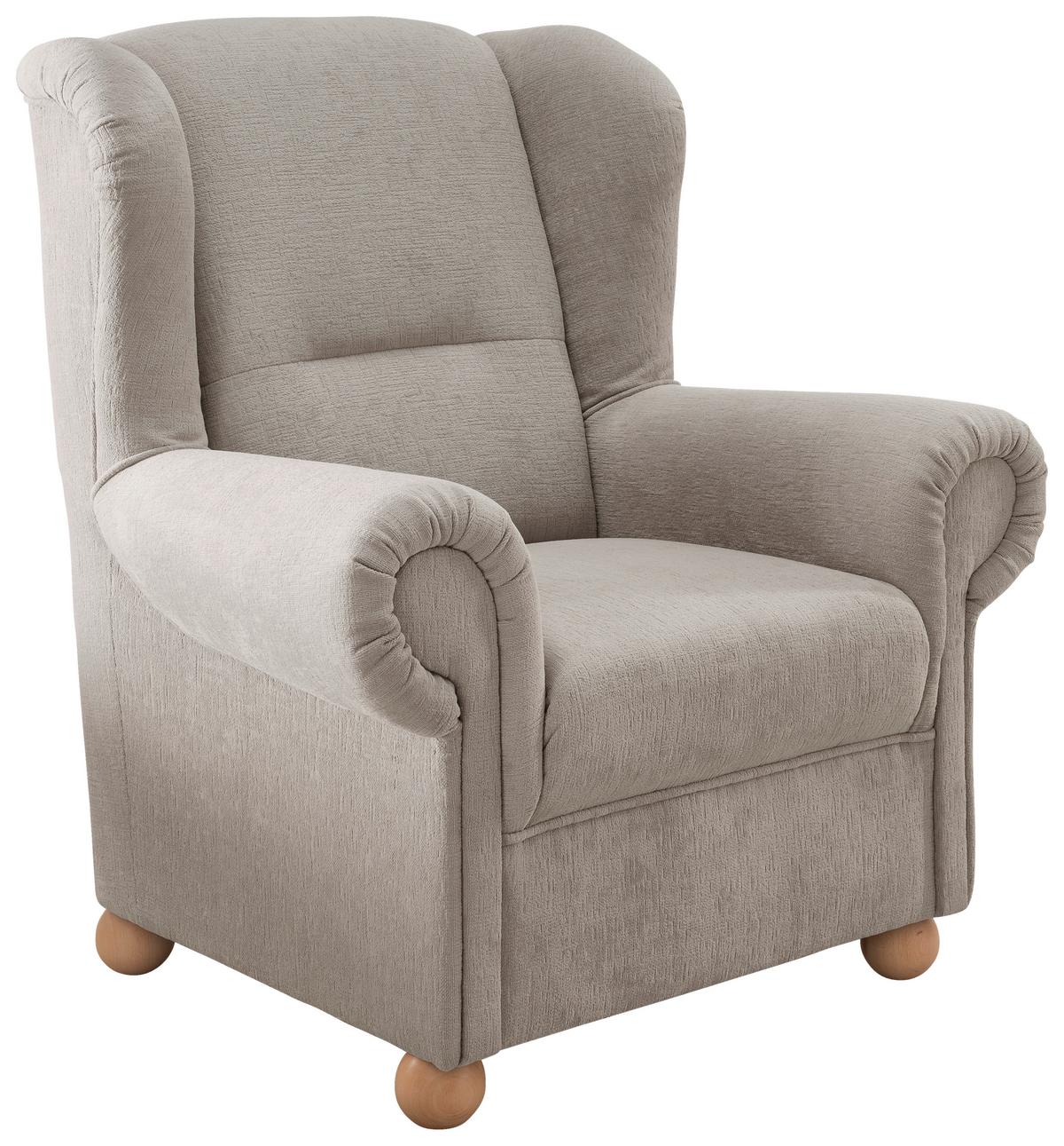 Ohrensessel Torello Taupe B: 92cm - Taupe/Wildeiche, KONVENTIONELL, Textil (92/102/89cm) - Livetastic