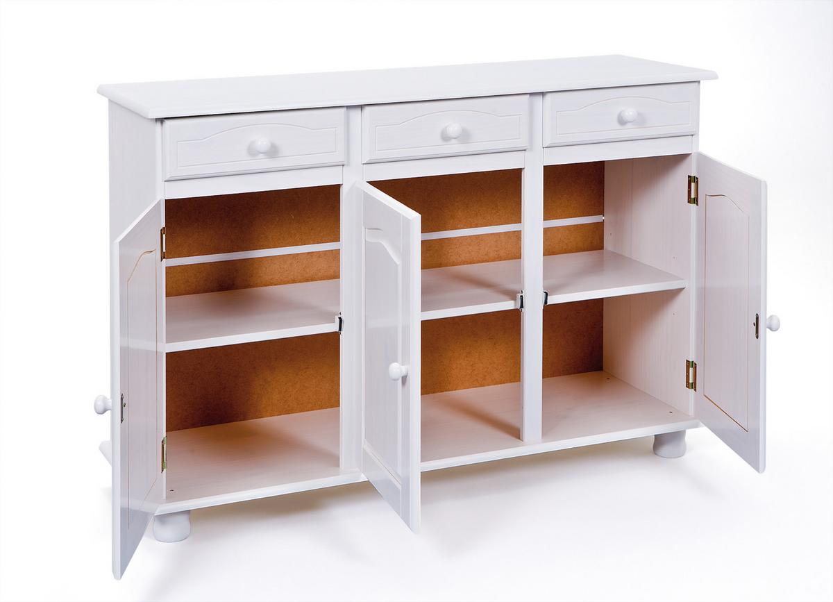 Kommode Echtholz Massiv B 130cm Livo, Weiß - Weiß, LIFESTYLE, Holz (130/87/43cm) - Livetastic