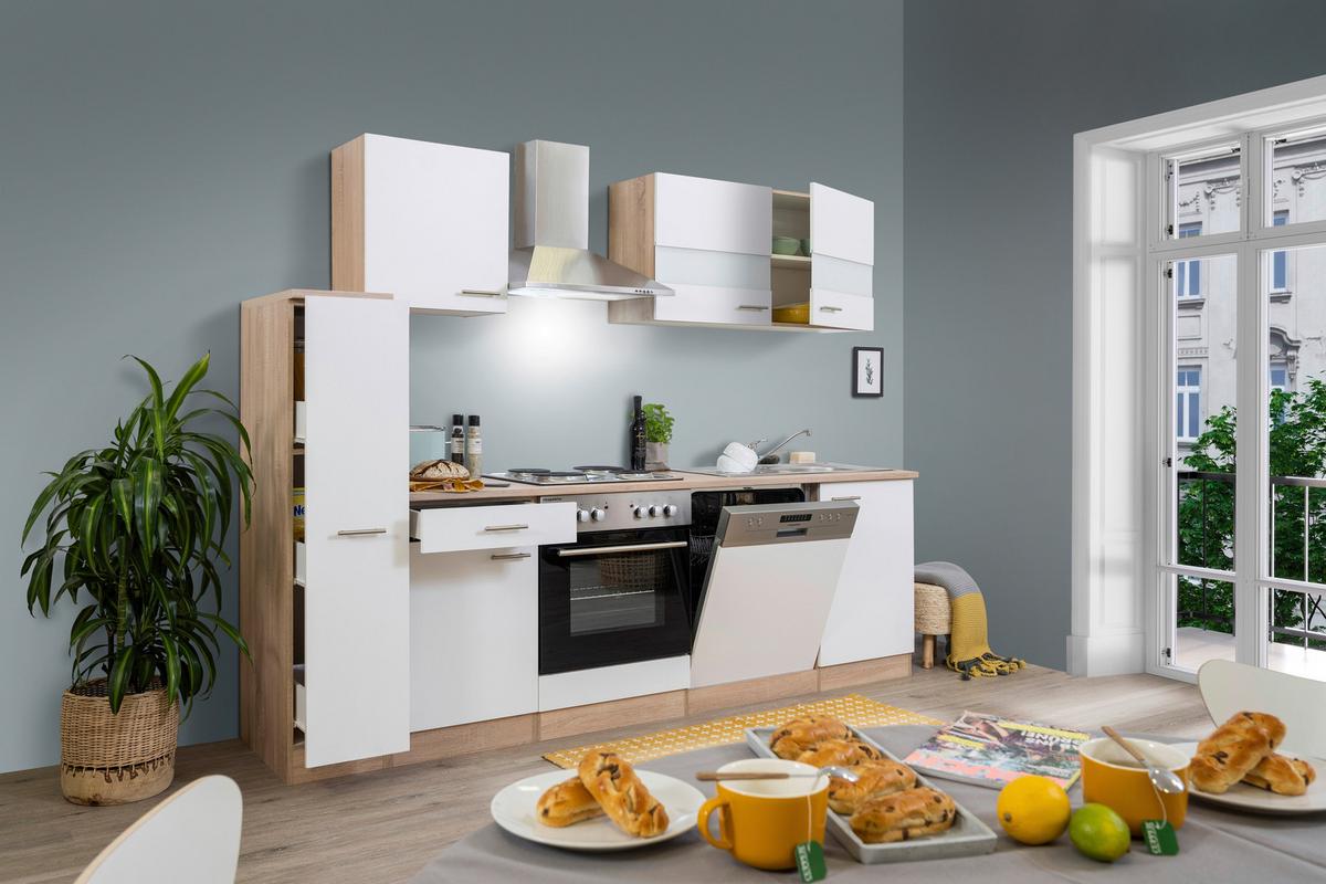 Küchenblock Merle Küchenblock 250 cm - Eichefarben/Weiß, Basics, Holzwerkstoff (250cm) - Respekta
