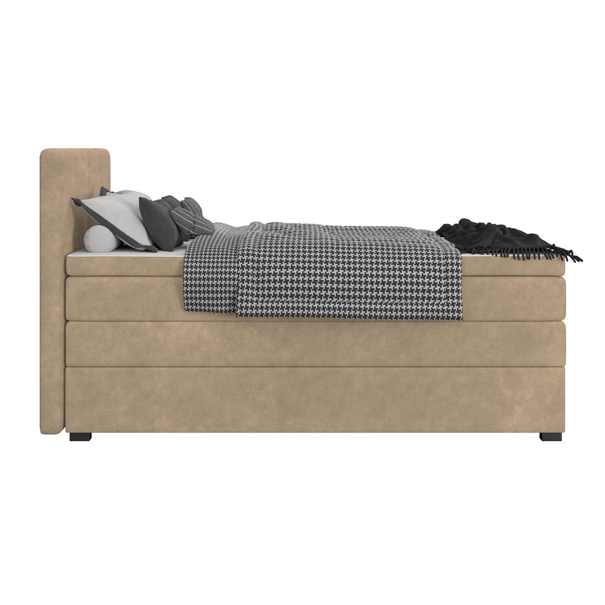 Boxspringbett mit Topper & Bettkasten 100x200 Lauro - Schwarz/Braun, Trend, Textil (100/200cm)