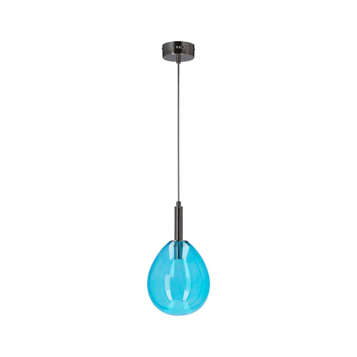 LED-Hängeleuchte 50133210 Lukka - Chromfarben/Hellblau, Design, Glas/Metall (18/18/115cm)