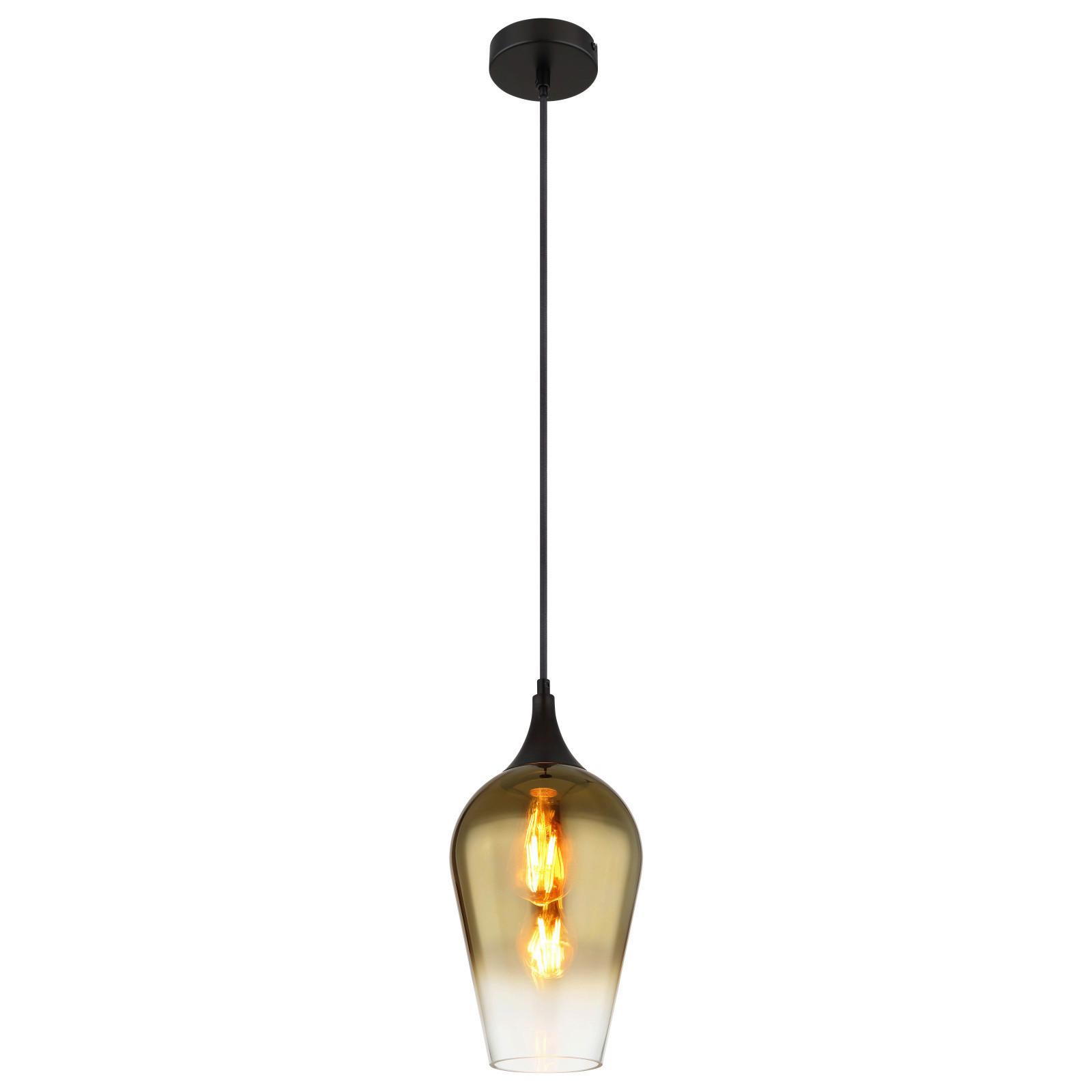 Hängeleuchte 15552h2 - Goldfarben/Schwarz, KONVENTIONELL, Glas/Metall (18/120cm) - Globo