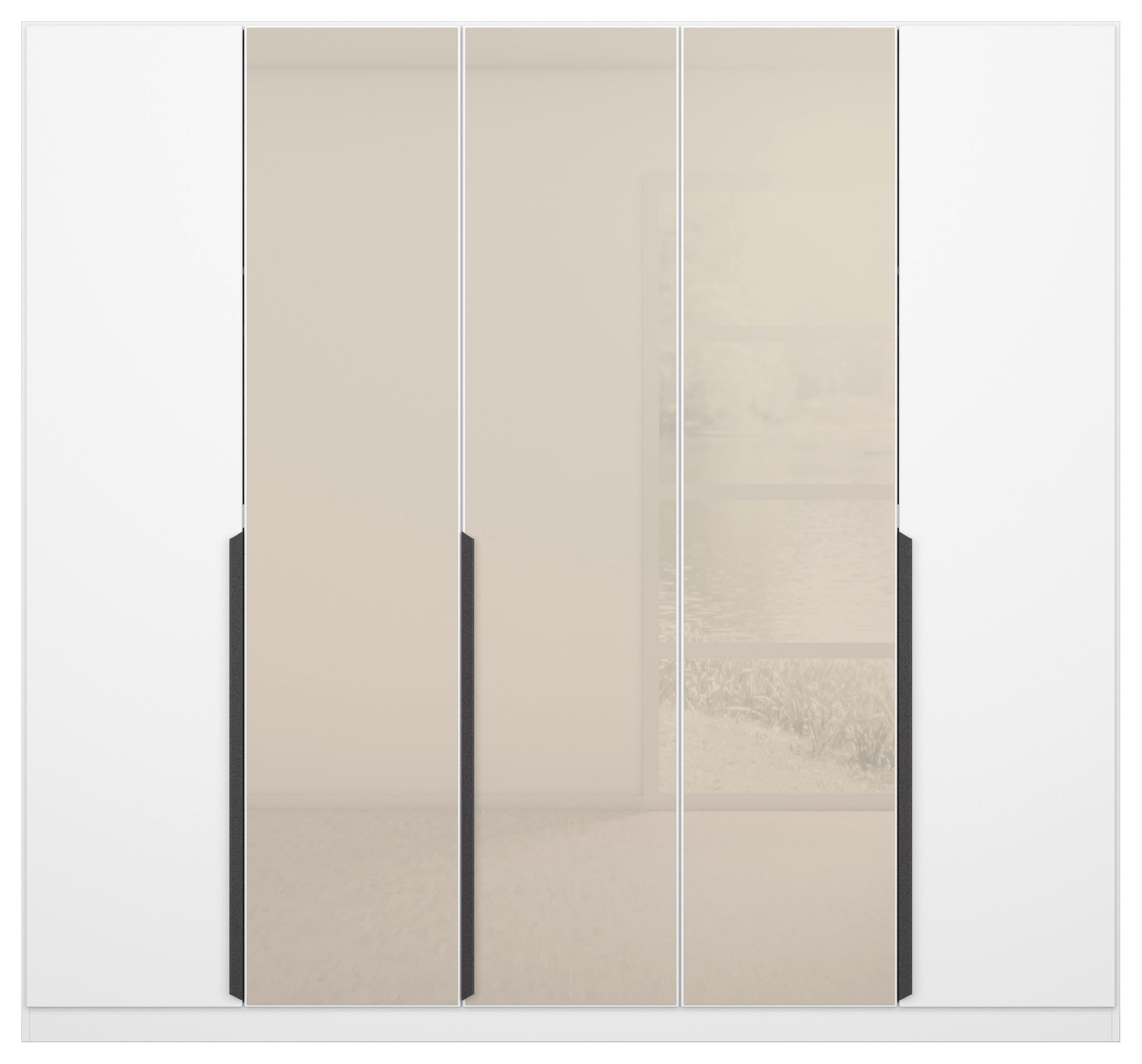 Drehtürenschrank Artemis 225 cm Weiß/Champagnerfarben - Champagner/Weiß, MODERN, Glas/Holzwerkstoff (225/210/54cm) - Rauch Möbel