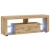 Lowboard Everest 140 Led - Eiche Wotan/Schwarz, Design, Glas/Holzwerkstoff (140/50,5/35cm) - Livetastic