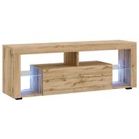 Lowboard Everest 140 Led - Eiche Wotan/Schwarz, Design, Glas/Holzwerkstoff (140/50,5/35cm) - Livetastic