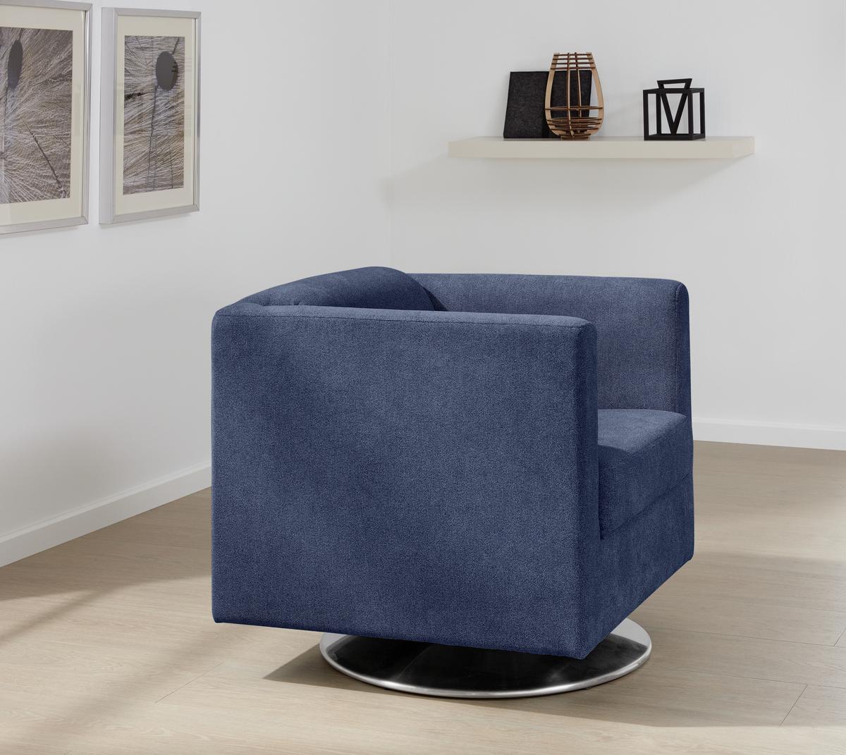Designsessel Looks I - Chromfarben/Dunkelblau, Design, Textil (72/71/75cm) - LOOKS by W.Joop