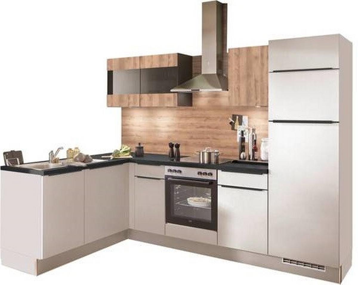 Eckküche Pn80/100 - Honigeiche/Kaschmir, Trend, Holzwerkstoff (275/175cm) - Pino
