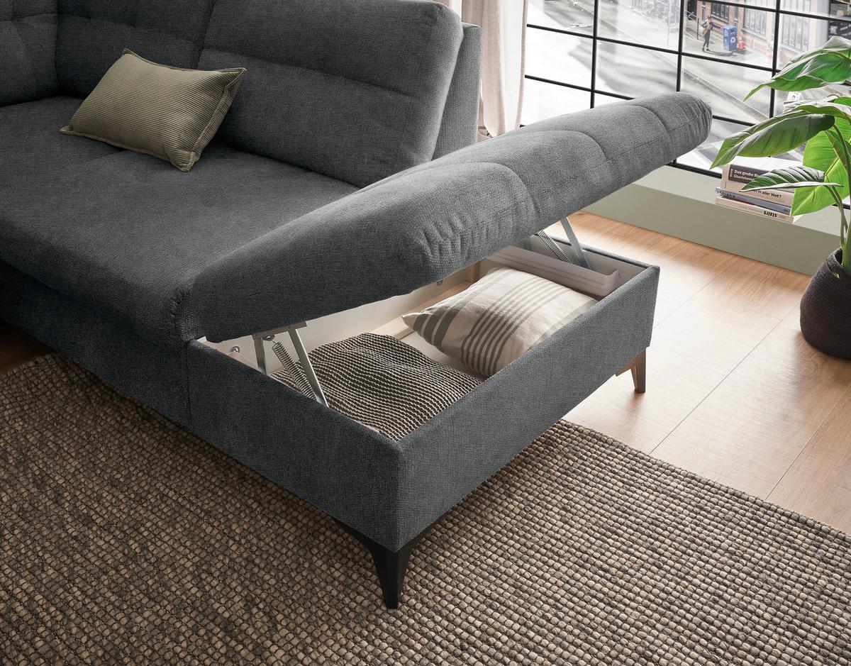 Sedacia súprava DURBAN U, pravá, grafitová - čierna/grafitová, Konventionell, textil/plast (170/324/218cm) - MID.YOU