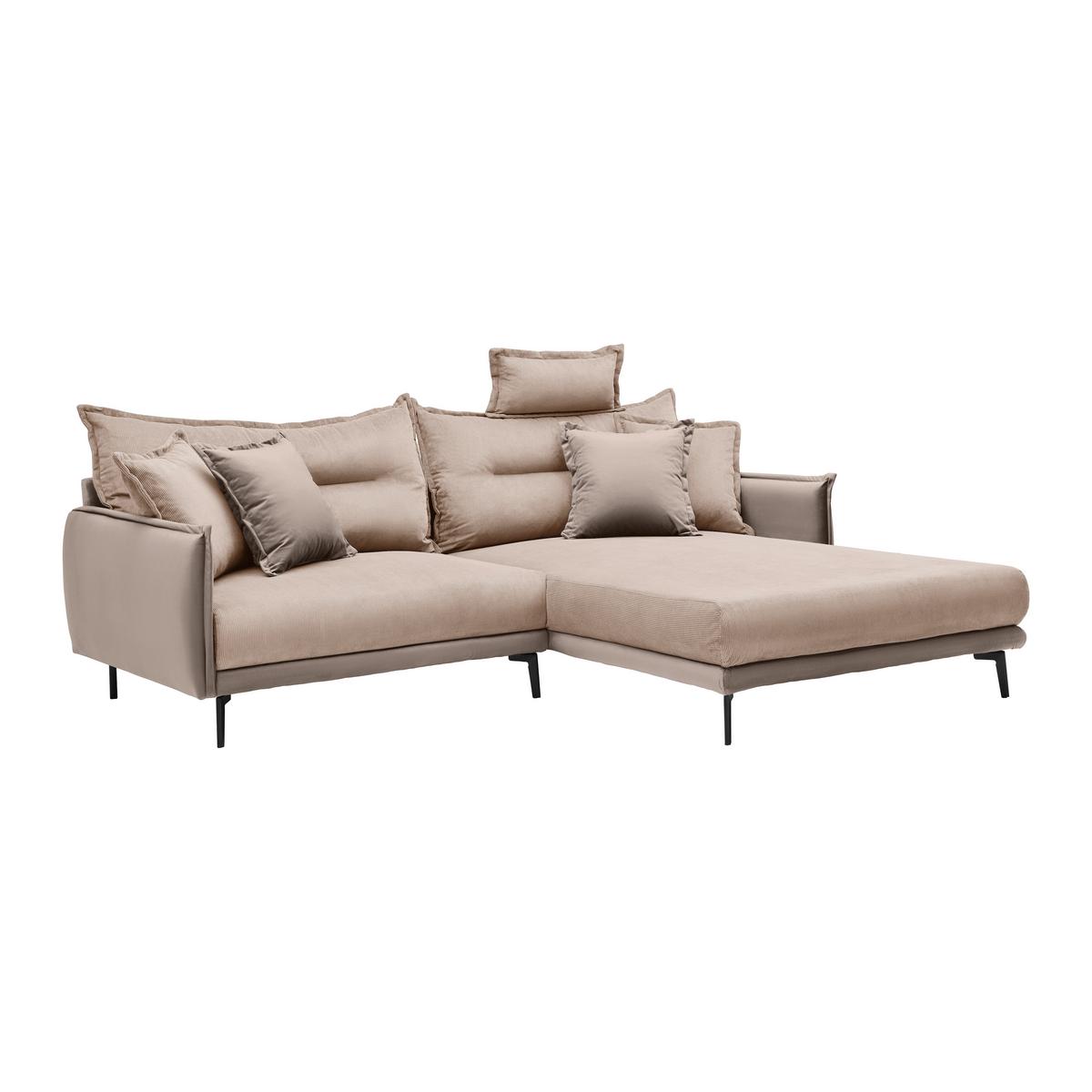 Rohová sedačka NUOVO, oboustranná, šedobéžová - černá/šedobéžová, Moderní, kov/textil (245/190cm) - Mömax