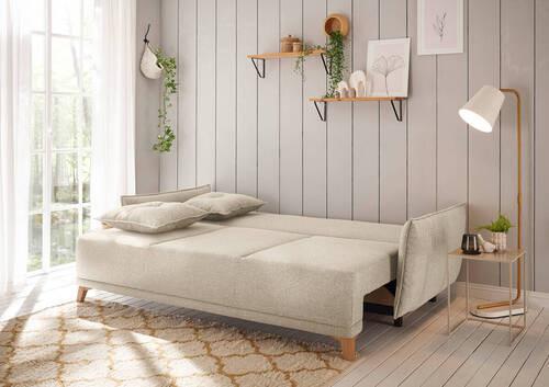 Schlafsofa Pamplona - Eichefarben/Beige, Basics, Textil (232/91/105cm) - MID.YOU