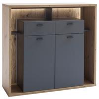 Highboard B: 115 Cm Lizzano Grau/eichefarben - Eichefarben/Grau, Design, Holzwerkstoff (115/108/40cm) - MID.YOU