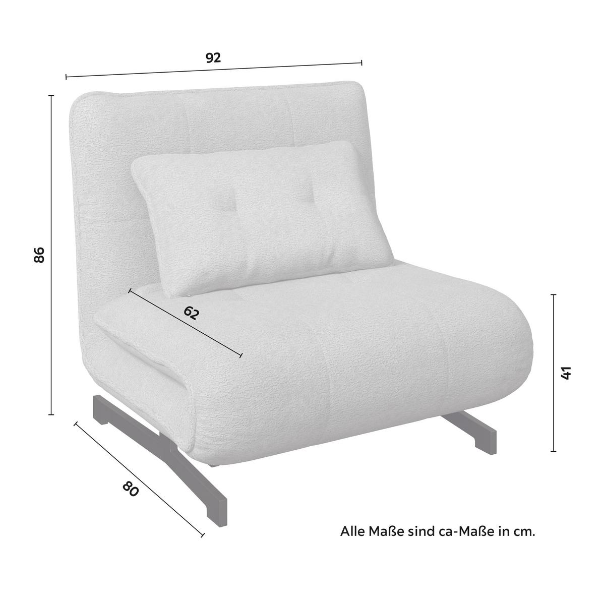 Rozkladacie kreslo LUNA, béžové buklé, max.120 kg - čierna/béžová, Modern, kov/textil (92/86/80cm) - Bessagi Home