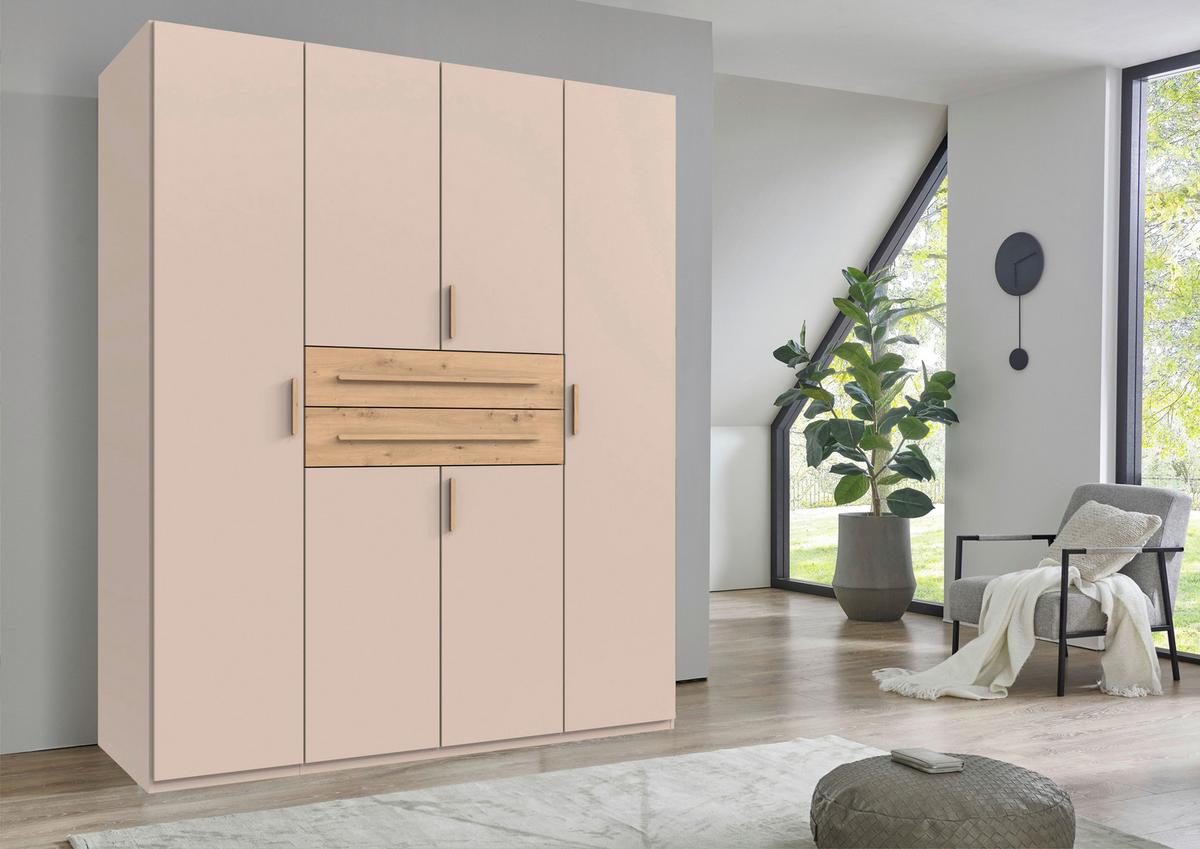 Šatníková skriňa LUMIO, šírka 180 cm - kašmírová/dub artisan, Konventionell, kompozitné drevo/plast (180/208/58cm) - Modern Living