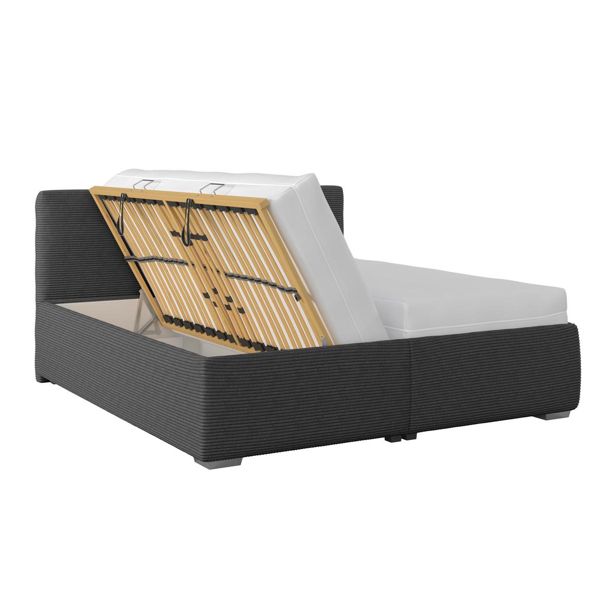 Polsterbett Lesia - Chromfarben/Dunkelgrau, KONVENTIONELL, Holzwerkstoff/Textil (180/200cm)