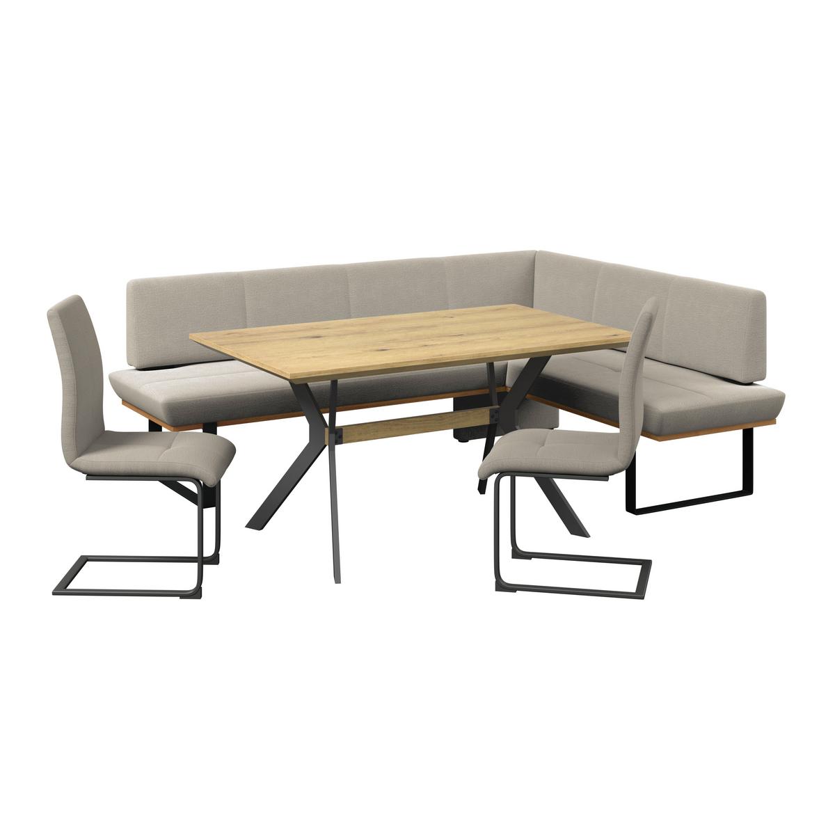 Eckbank Tristan Webstoff beige, S:225x175cm - Beige/Schwarz, MODERN, Holz/Textil (225/175cm) - James Wood