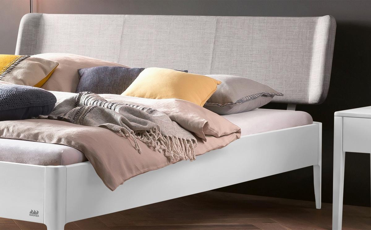 Bett Pienza, Weiß 140x200 Cm - Hellgrau/Weiß, MODERN, Holzwerkstoff/Textil (140/200cm) - Hasena