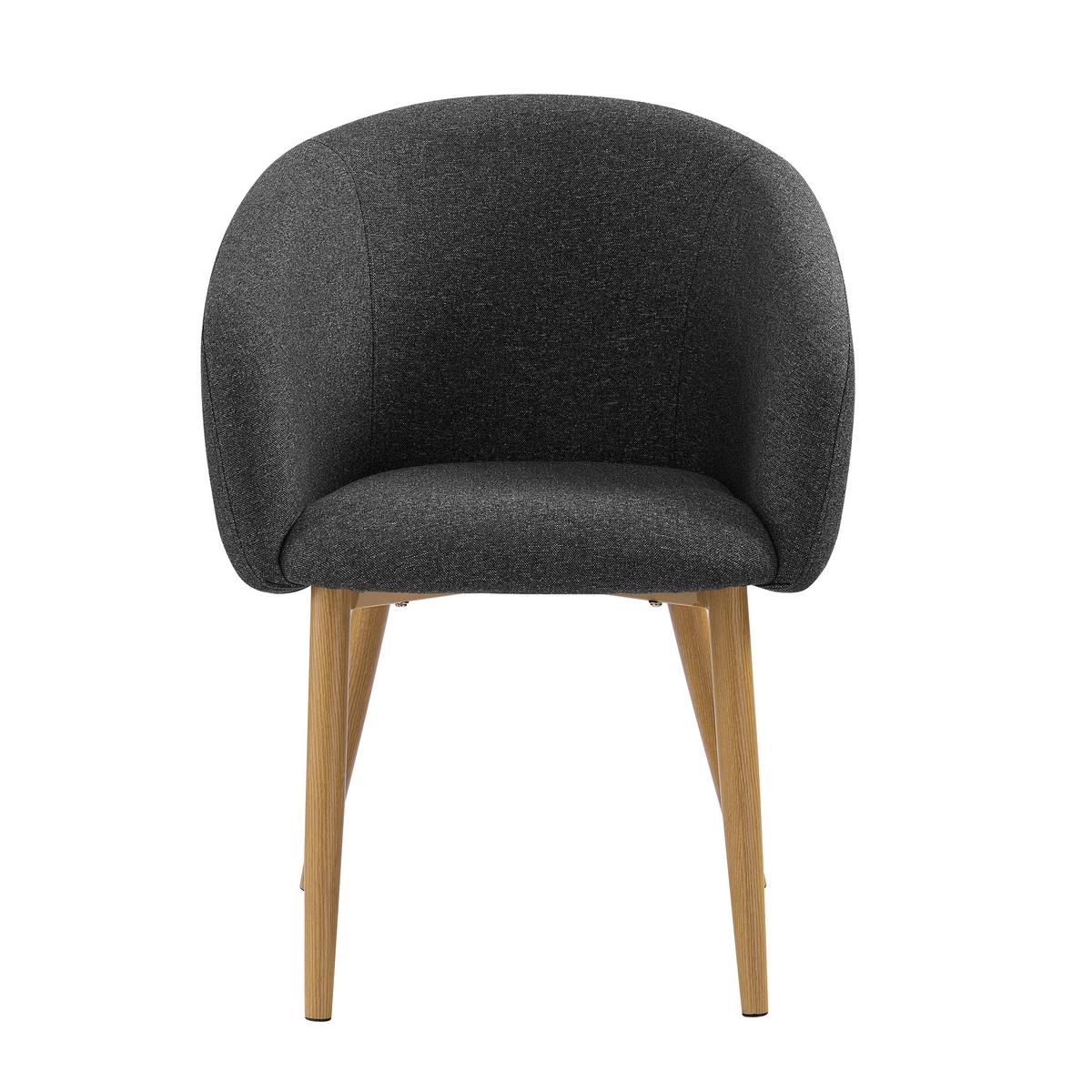 Armlehnstuhl-Set Schwarz B: 64,5cm 2-teilig - Eichefarben/Schwarz, Design, Textil/Metall (64,5/84/58cm) - Livetastic