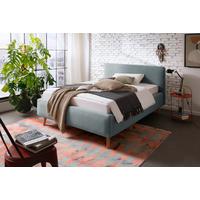 Polsterbett Mattis 140x200cm Blau, Inkl. Bettkasten - Blau/Eichefarben, Design, Holz/Textil (140/200cm) - Livetastic